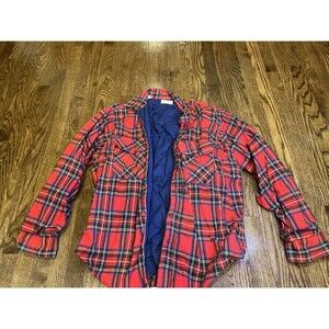 Vintage LL Bean Jacket Mens XLarge Tall Red Plaid Flannel Thinsulate USA 80s 90s